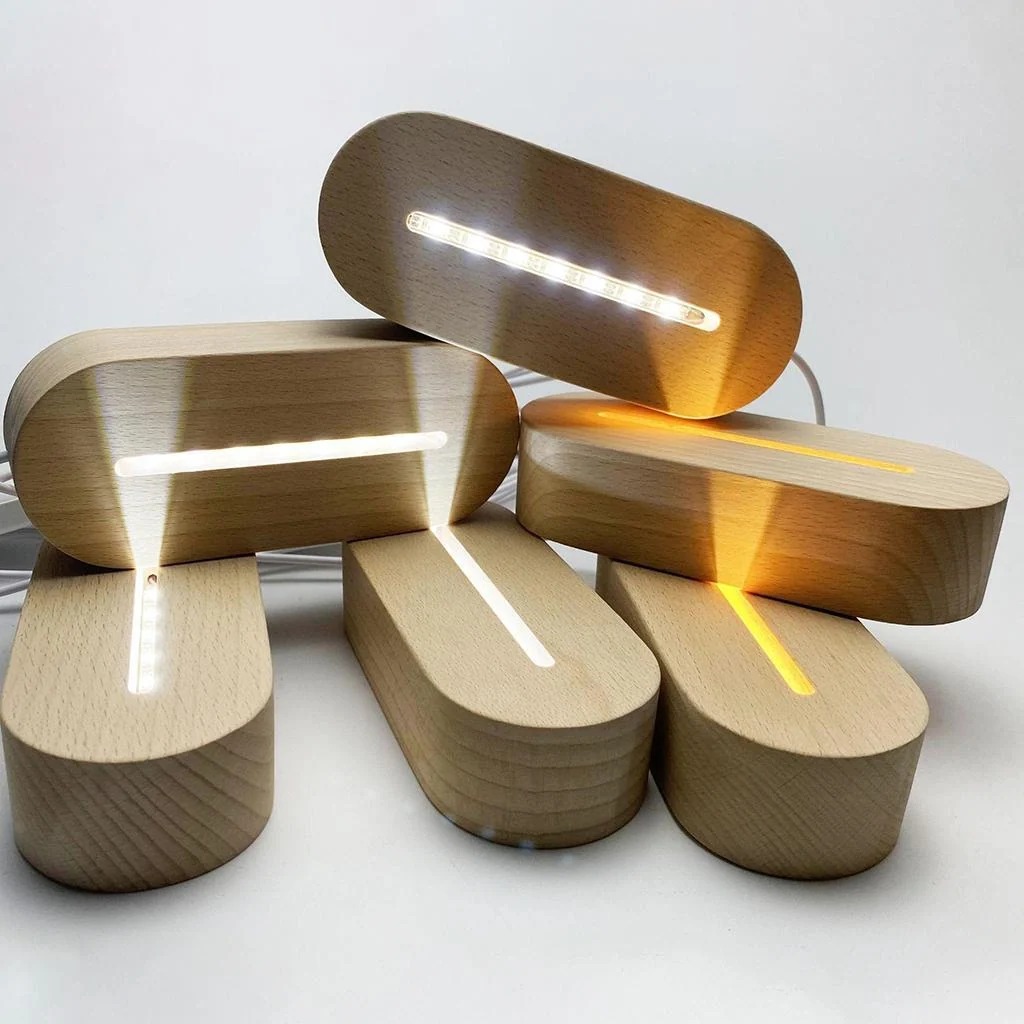 LED STEND WOODEN 5.5X2 INCH ROW 